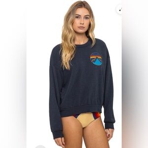 NEW Aviator Nations All Seasons Circle Relaxed Crew Sweatshirt Charcoal Size XS